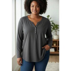 ROAMAN’S Black V Neck Long Sleeved Pullover Ladies Plus Size 1X